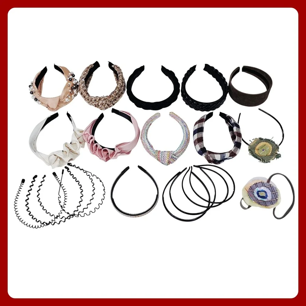 Fashion Headbands Set Women Girls Lot 20pc Twisted Knot Pearl Plaid Ruffle Metal